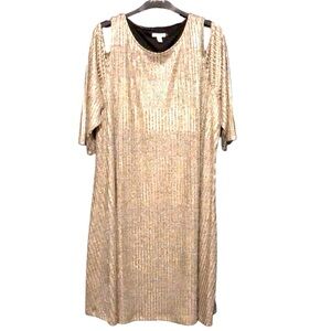 Cato Shimmery Cold Shoulder Midi Dress. NWOT Pretty! Sz 22/24W